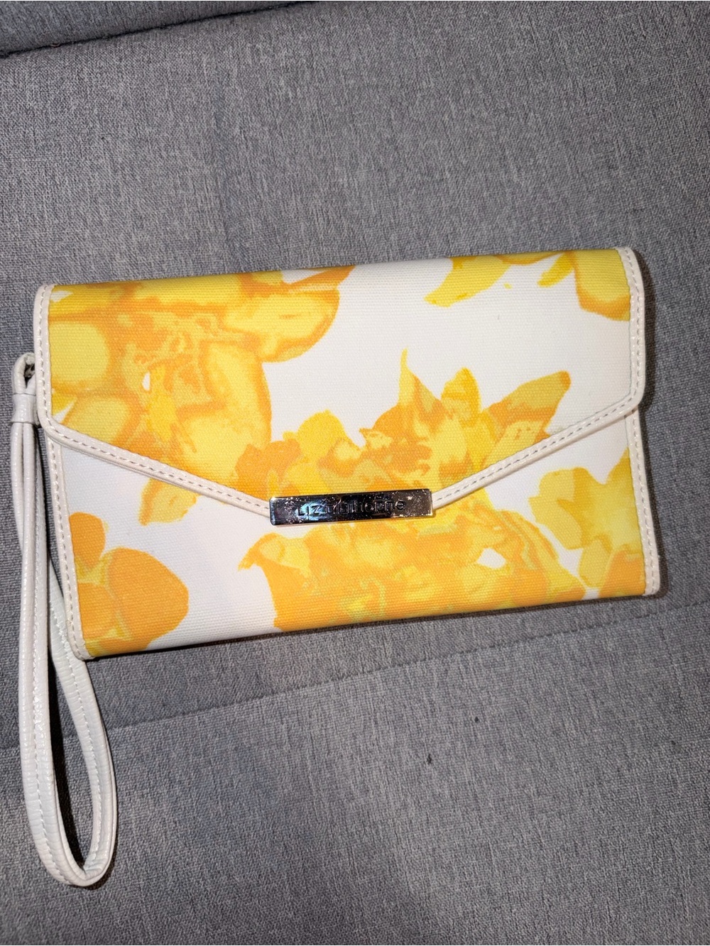 Liz Claiborne Yellow Floral Envelope Wristlet Clutch